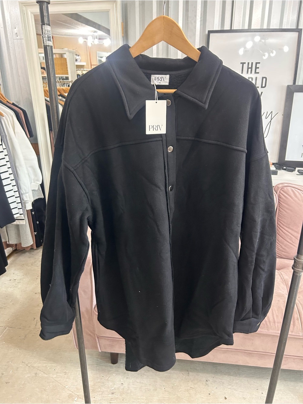 Priv - Black Snap Front Jacket NWT XXL